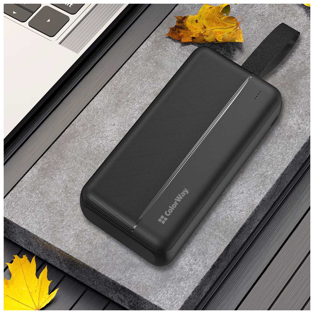Батарея універсальна ColorWay 30 000 mAh High-power 2 PD/20W, QC/3.0, USB-C/Micro-USB (CW-PB300LPC2BK-PD) - зображення 6