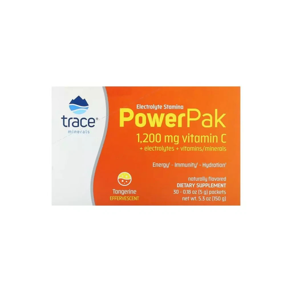 Вітамінно-мінеральний комплекс Trace Minerals Електроліти, смак мандарину, Electrolyte Stamina PowerPak, 30 пакето (TMR-00349) - зображення 1