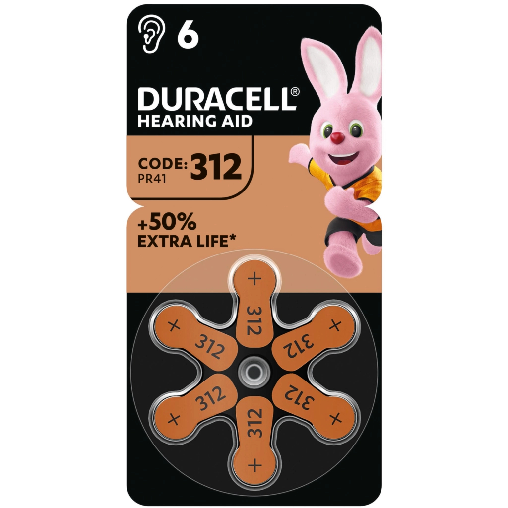 Батарейка Duracell для слухових апаратів розмір 312, 6 шт. в упаковці (5007516/5011449) - изображение 1