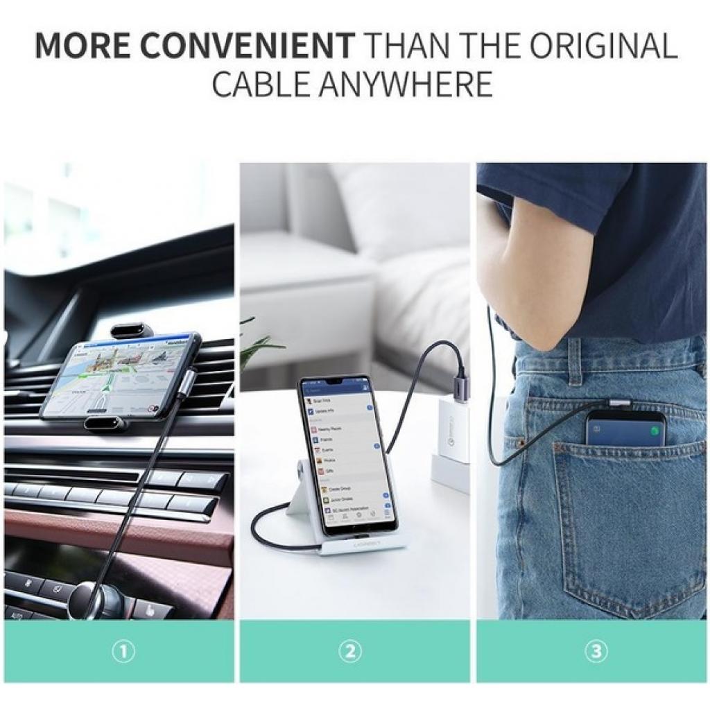 Дата кабель USB 2.0 AM to USB-C 1.0m US284 Angled Alum. Braid Black Ugreen (50941) - зображення 7