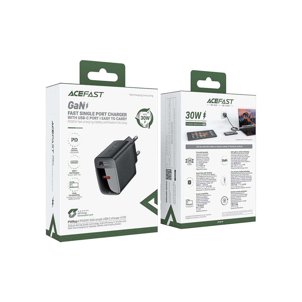 Зарядний пристрій Acefast A102 USB-C PD30W GaN Black (6974316283287) - зображення 7