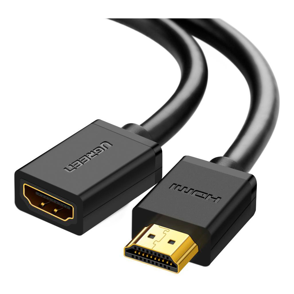 Кабель мультимедійний HDMI M to HDMI F 1.0m HD107 black UGREEN (10141) - зображення 1