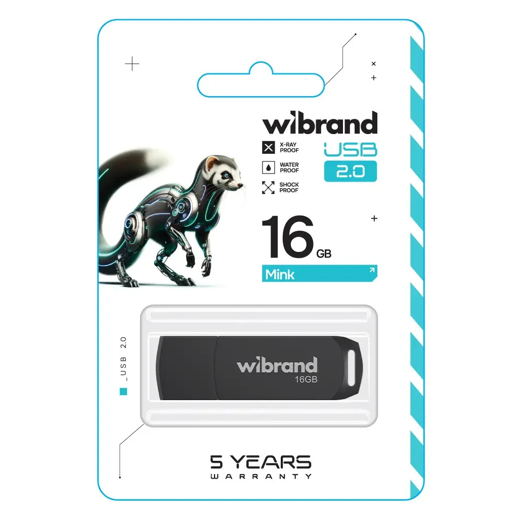 USB флеш накопичувач Wibrand 16GB Mink Black USB 2.0 (WI2.0/MI16P4B) - зображення 2
