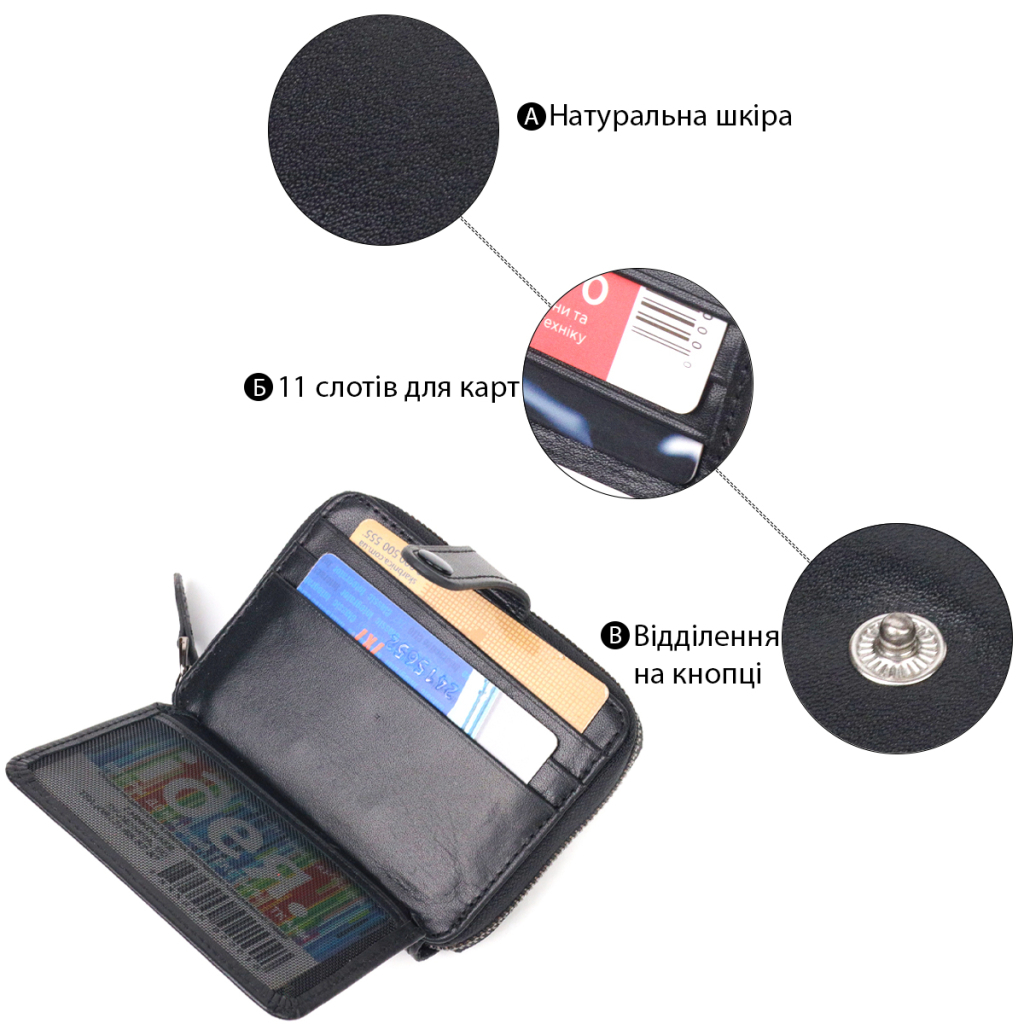 Портмоне Canpellini З натуральної шкіри Чорне (21492) - зображення 4