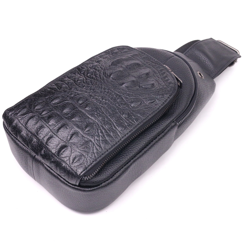 Сумка Vintage Слінг з натуральної фактурної шкіри Чорна (21400) - зображення 5