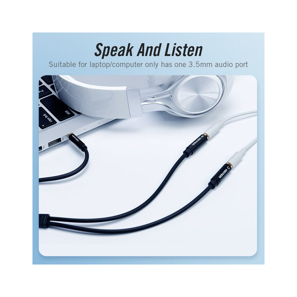 Кабель мультимедійний Jack 3.5mm 4pin M to 2X 3.5mm F Vention (BBVBY) - зображення 2