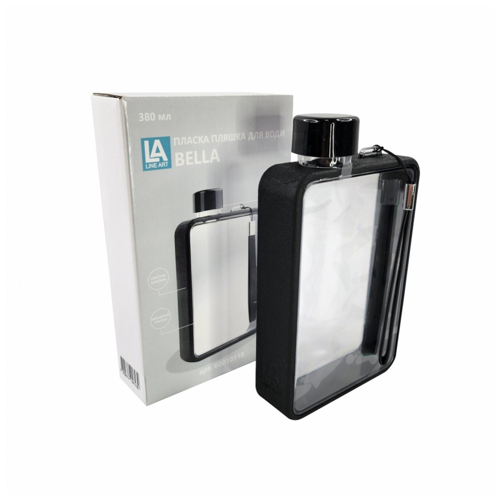 Пляшка для води Line Art Bella 380 мл чорна (60010118LA-01) - зображення 1