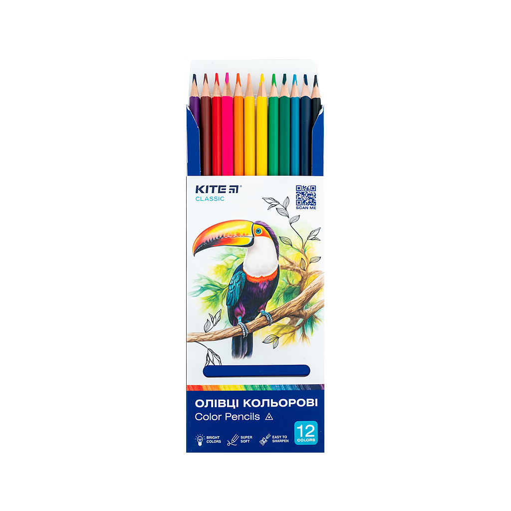 Олівці кольорові Kite Classic тригранні, 12 кольорів (K-053) - зображення 4