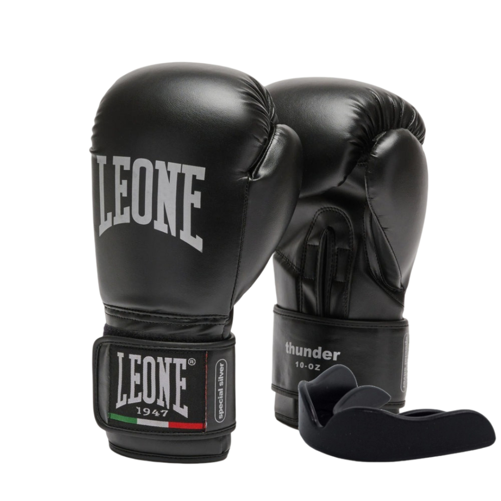 Боксерські рукавички Leone GN383 Thunder Black 10 унцій (GN383_Black_10oz) - зображення 1