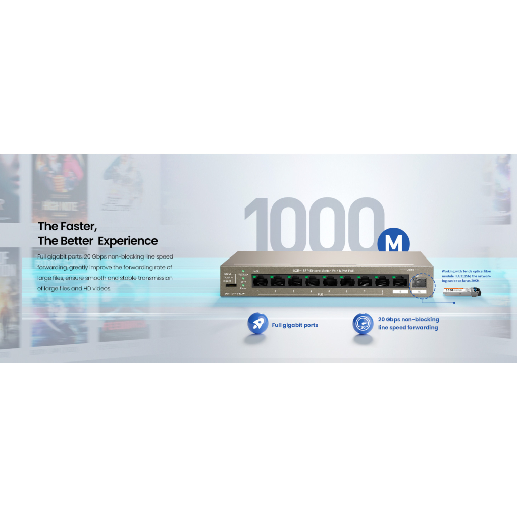 Комутатор мережевий Tenda TEG1110PF-8-102W - зображення 6
