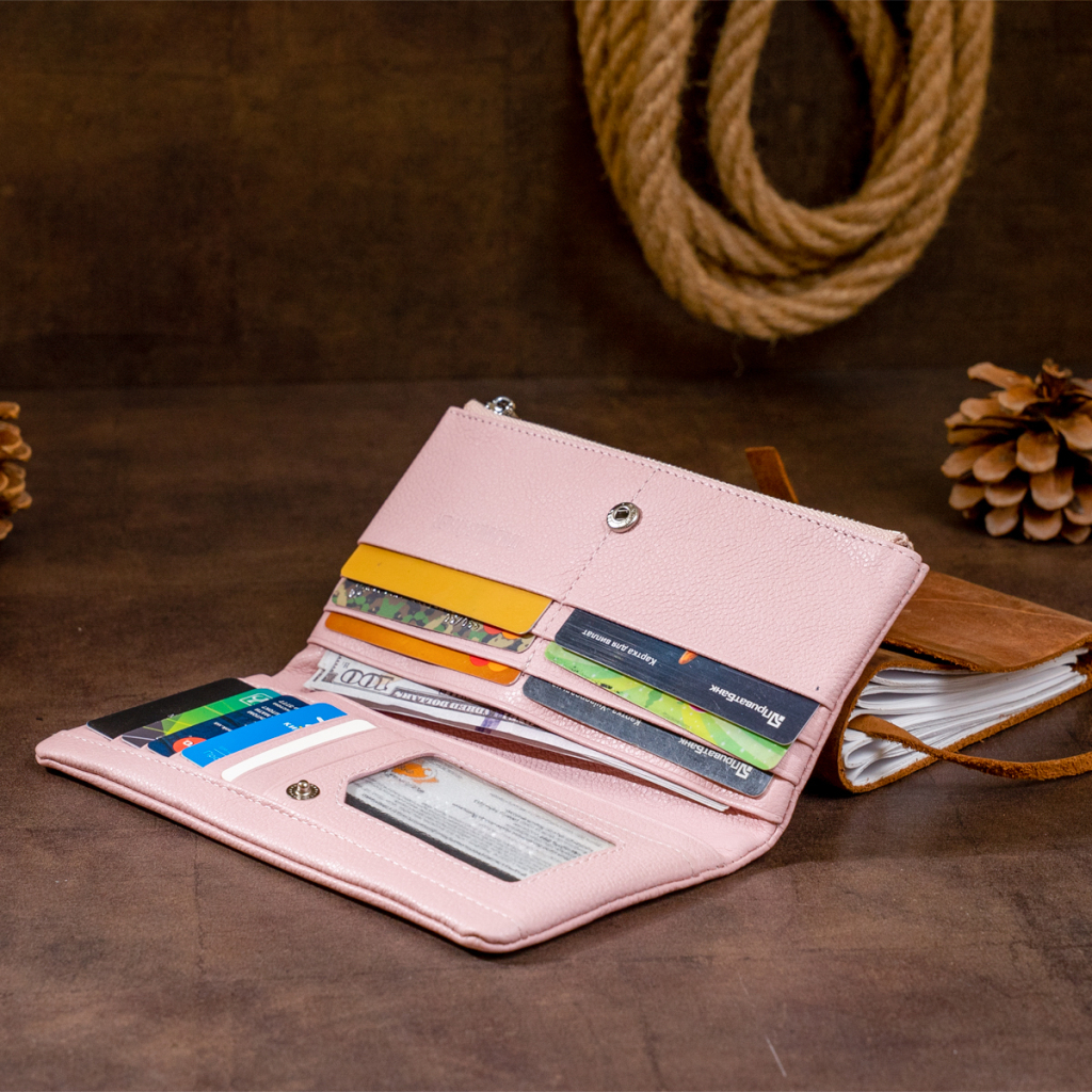 Гаманець ST Leather На кнопці Рожевий (19201) - зображення 11