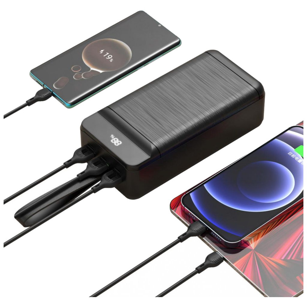 Батарея універсальна XO 60000mAh, PD/18W, QC3.0/22.5W, flashlight, Input(Micro,Type-C,Lightning), Output(3*USB,Type-C) (XO-PR159 / 29210) - зображення 4