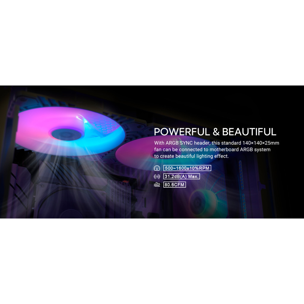 Кулер до корпусу ID-Cooling WF-14025-XT ARGB WHITE - зображення 5