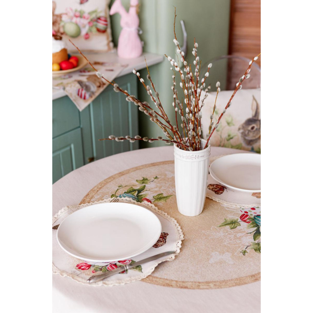 Скатертина Прованс гобеленова Великодня Веснянка D-136 см (034147) - зображення 6