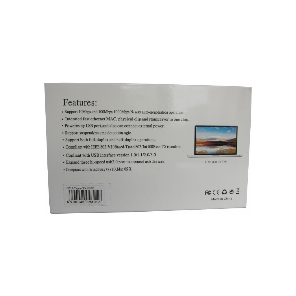 Концентратор Dynamode USB 3.0 Type-A - RJ45 Gigabit Lan, 3*USB 3.0 (USB3.0-Type-A-RJ45-HUB3) - зображення 5