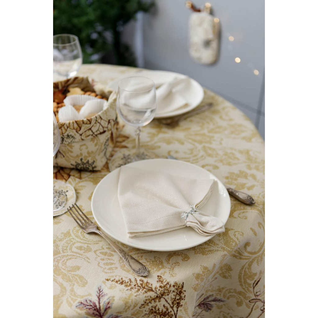 Скатертина Прованс гобеленова з велюром Золоте свято Dх180 см (037394) - зображення 8