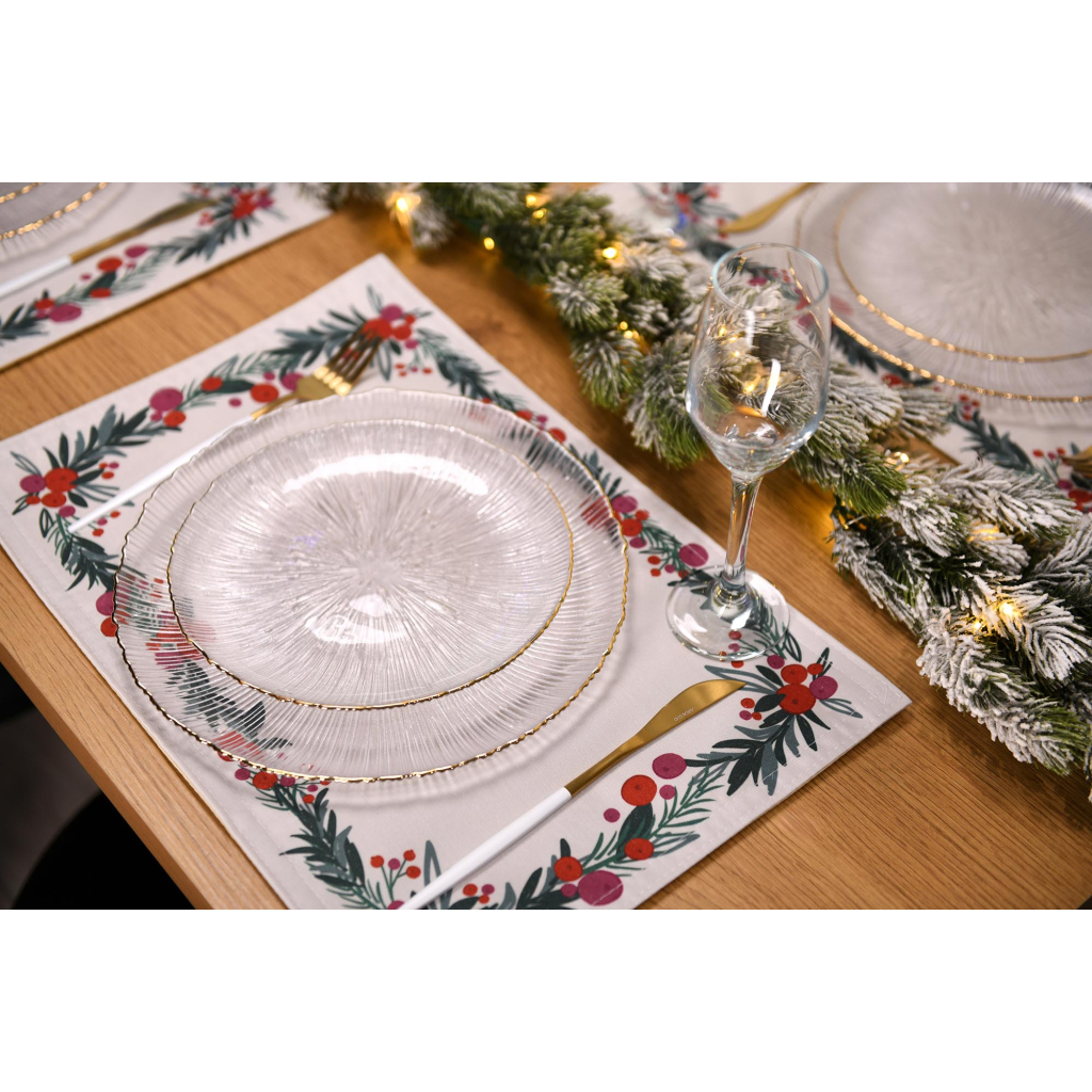 Килимок сервірувальний Ardesto Christmas Happy Holidays 30 х 45 см, 90% поліестер, 10% бавовна, білий віночок (ART06HH) - зображення 6