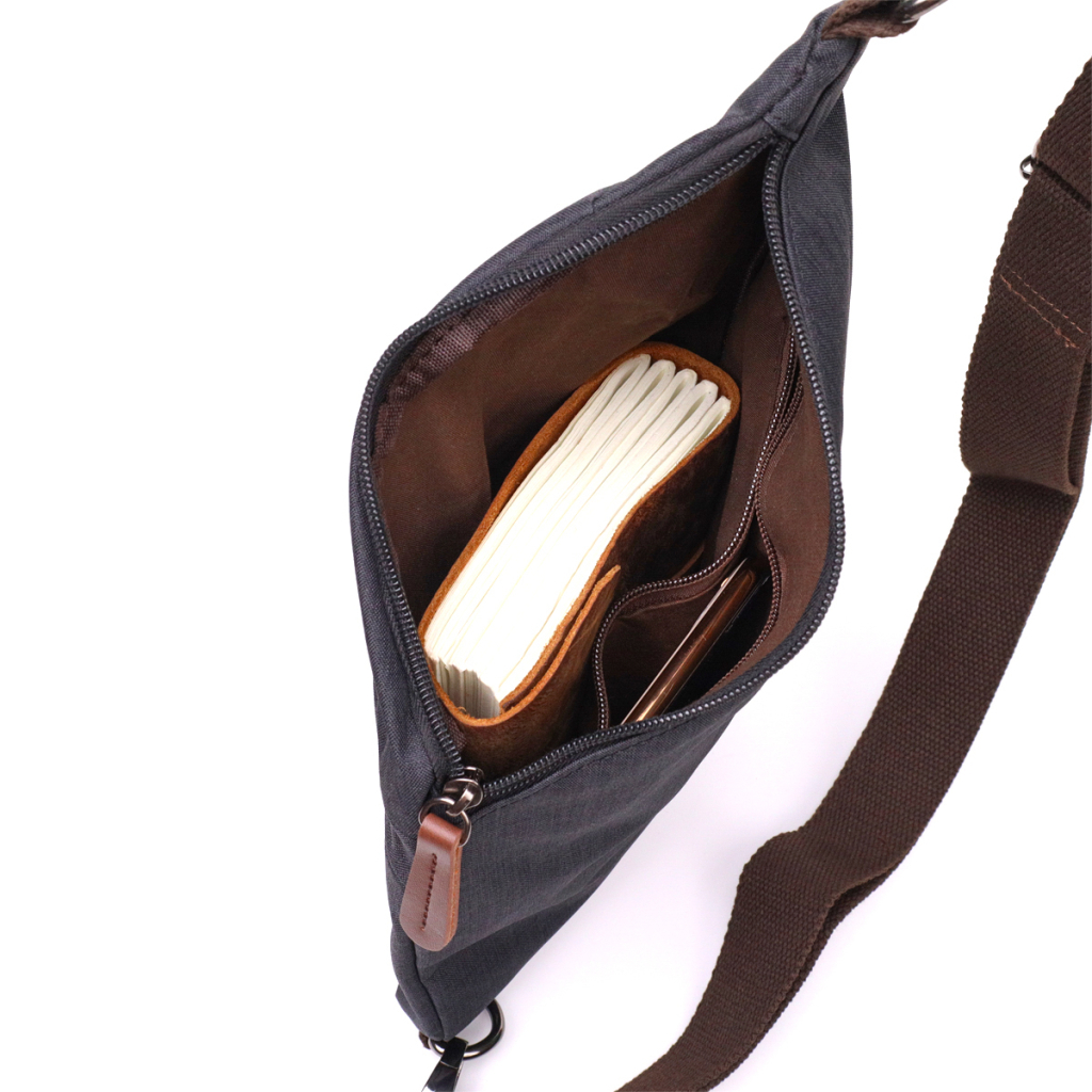 Сумка Vintage Через плече для чоловіків з текстилю Чорна (22196) - зображення 6