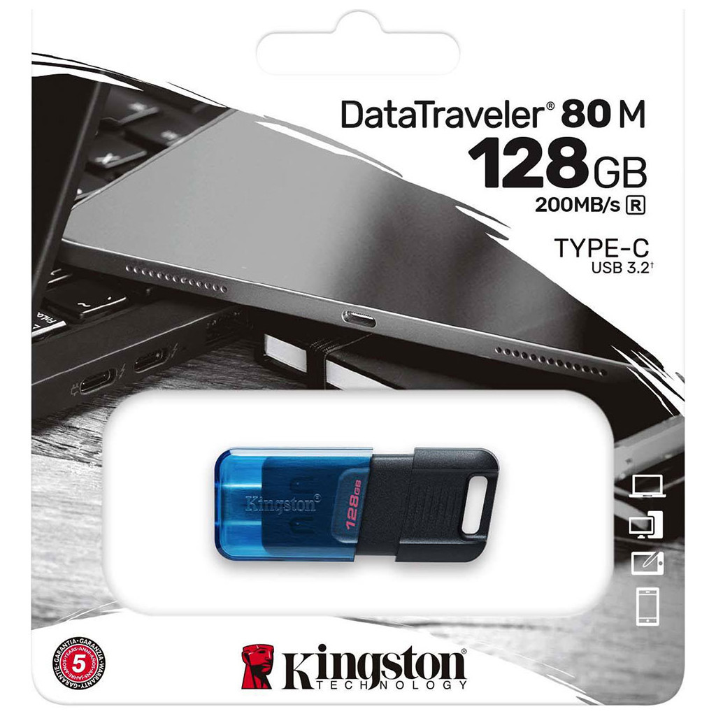 USB флеш накопичувач Kingston DataTraveler 80 M Blue/Black (DT80M/128GB) - зображення 4