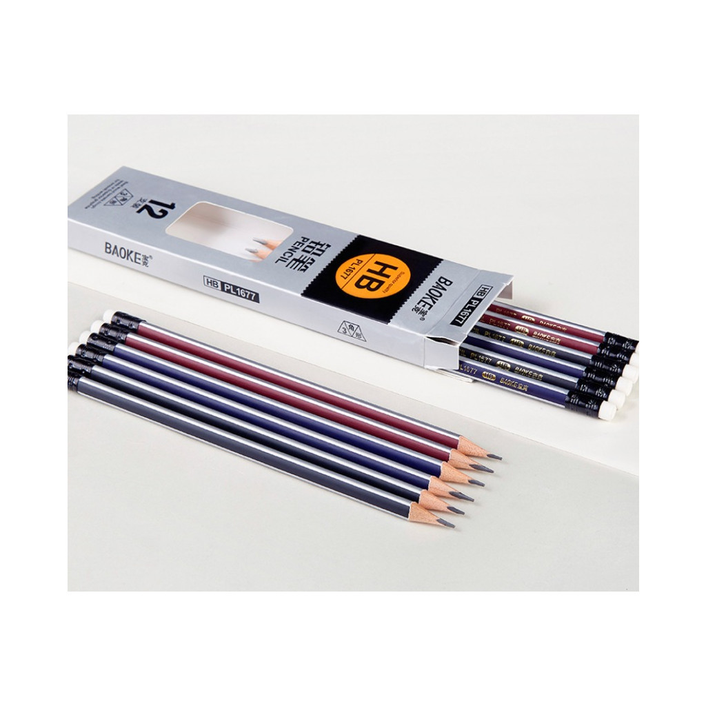 Олівець графітний Baoke НВ, з гумкою, триграний (PENCIL-BAO-PL1677) - зображення 4