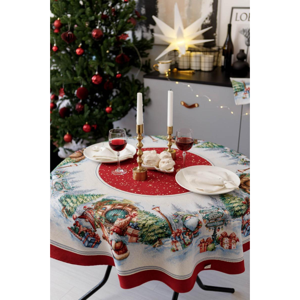 Скатертина Прованс гобеленова Різдвяне багаття Dх180 см (038396) - зображення 1