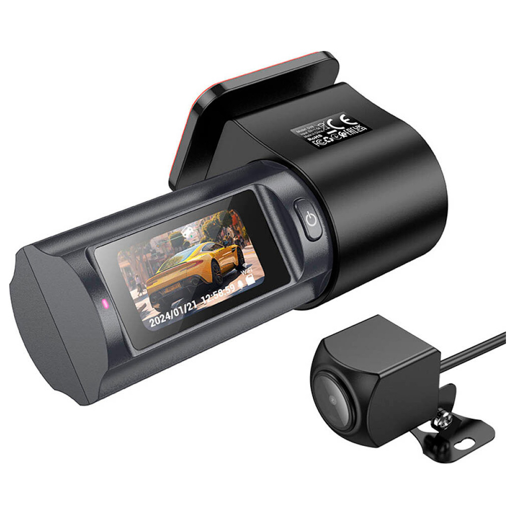 Відеореєстратор HOCO DV8 2K display hidden driving recorder with rear camera Black (6942007623384) - зображення 2