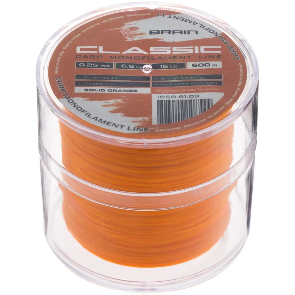 Волосінь Brain Classic Carp Line (solid orange) 600m 0.25mm 15lb 6.6kg (1858.81.09) - зображення 2
