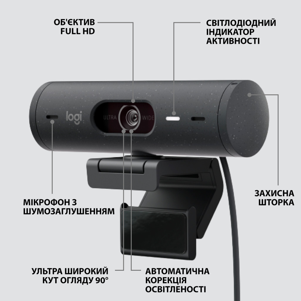 Веб-камера Logitech Brio 500 Graphite (960-001422) - зображення 6