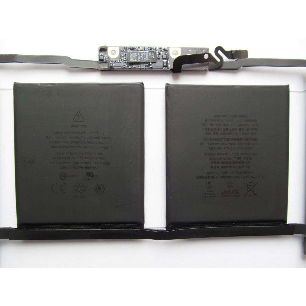 Акумулятор до ноутбука Apple A1820, 76Wh (6777mAh), 6cell, 11.4V (A47496) - зображення 2