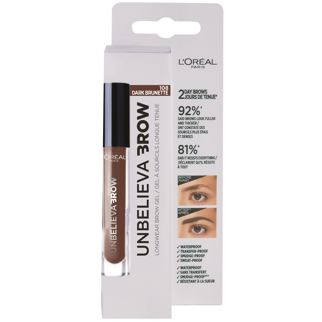 Гель для брів L'Oreal Paris Unbelieva Brow Gel 108 - Темно-коричневий 3.4 мл (3600523674626) - зображення 1