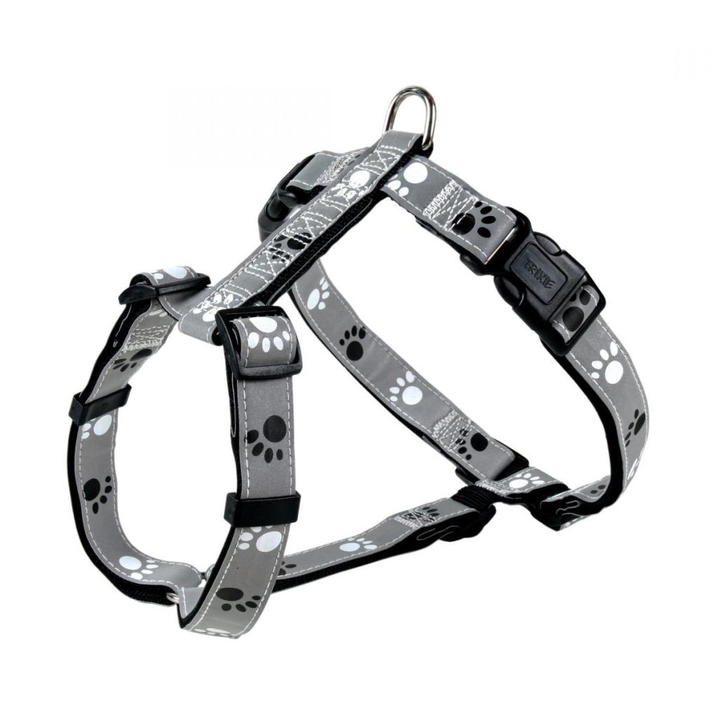 Шлея для собак Trixie Silver Reflect з лапами XS-S 30-40 см/15 мм сіра (4011905122311) - зображення 1
