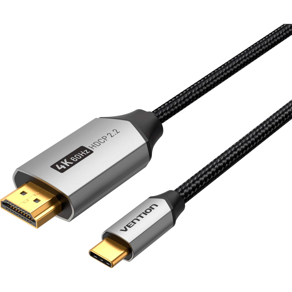 Кабель мультимедійний USB-C to HDMI M 1.0m braided black Vention (CRBBF) - изображение 2