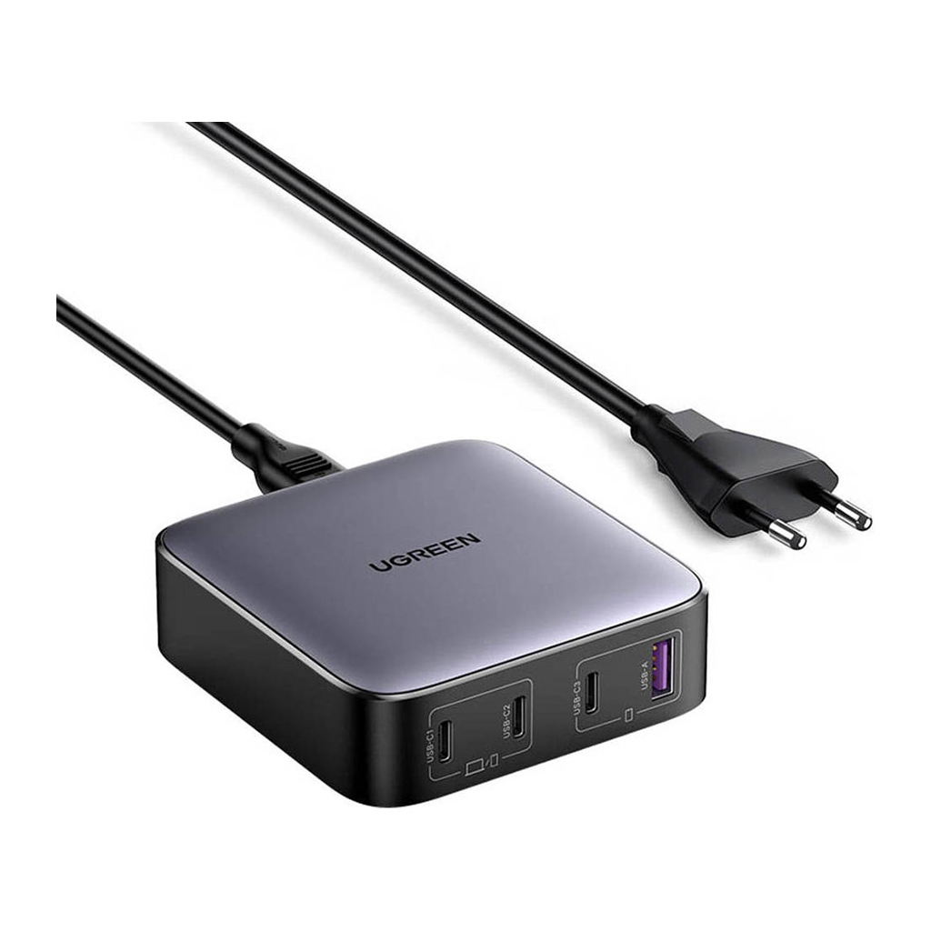 Зарядний пристрій Ugreen 4xUSB 100W (3xType-C+USB A QC3) GAN Charger Nexode Series Black CD328 (90928) - зображення 1