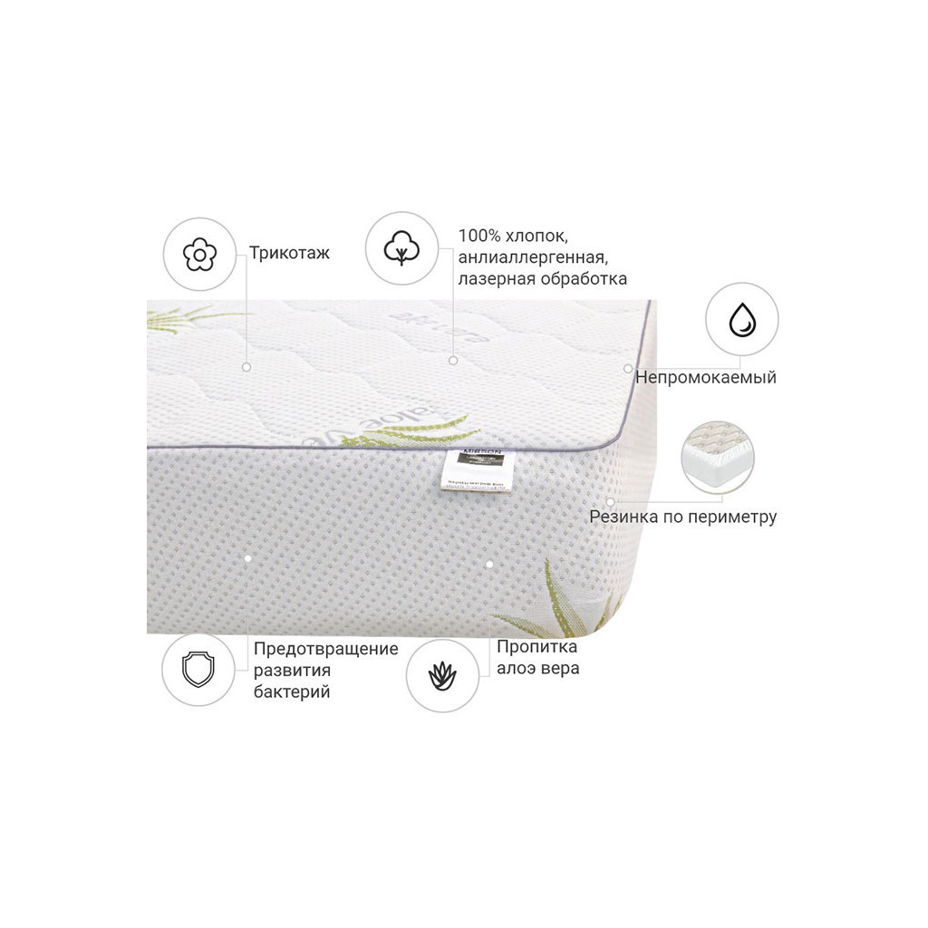 Наматрацник MirSon №1004 Alberto Eco Aloe Vera 140х200 см (2200001490956) - зображення 3