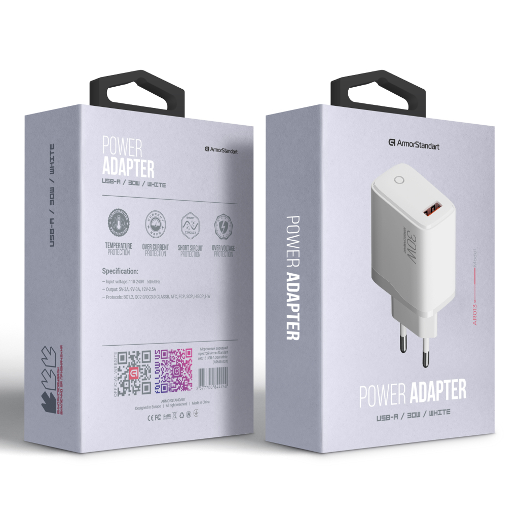 Зарядний пристрій Armorstandart AR013 USB-A 30W white (ARM84424) - зображення 2