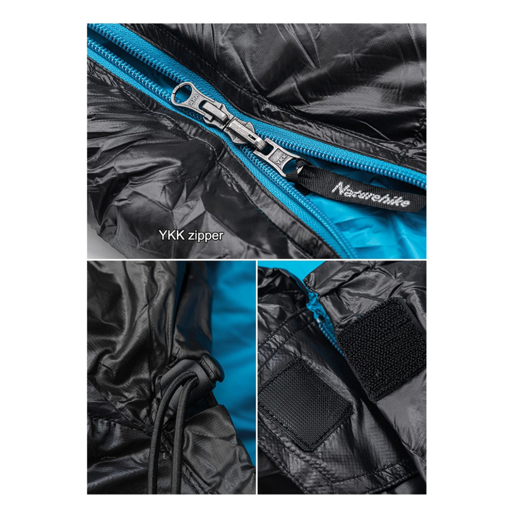 Спальний мішок Naturehike CW400 NH18C400-D, p-р L, чорно-блакитний (6976507666831) - зображення 5