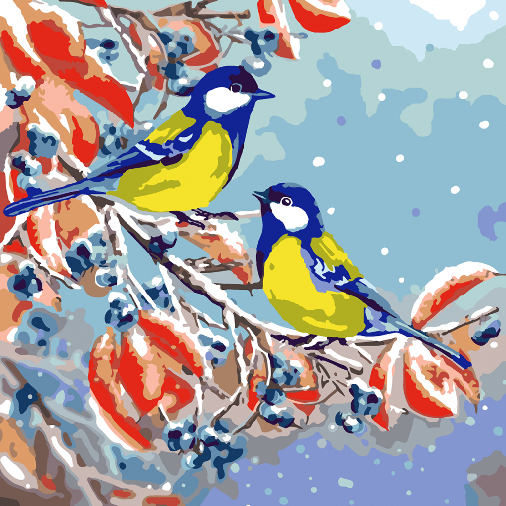 Картина по номерам Santi Українські синички 40*40 см (954411) - зображення 1