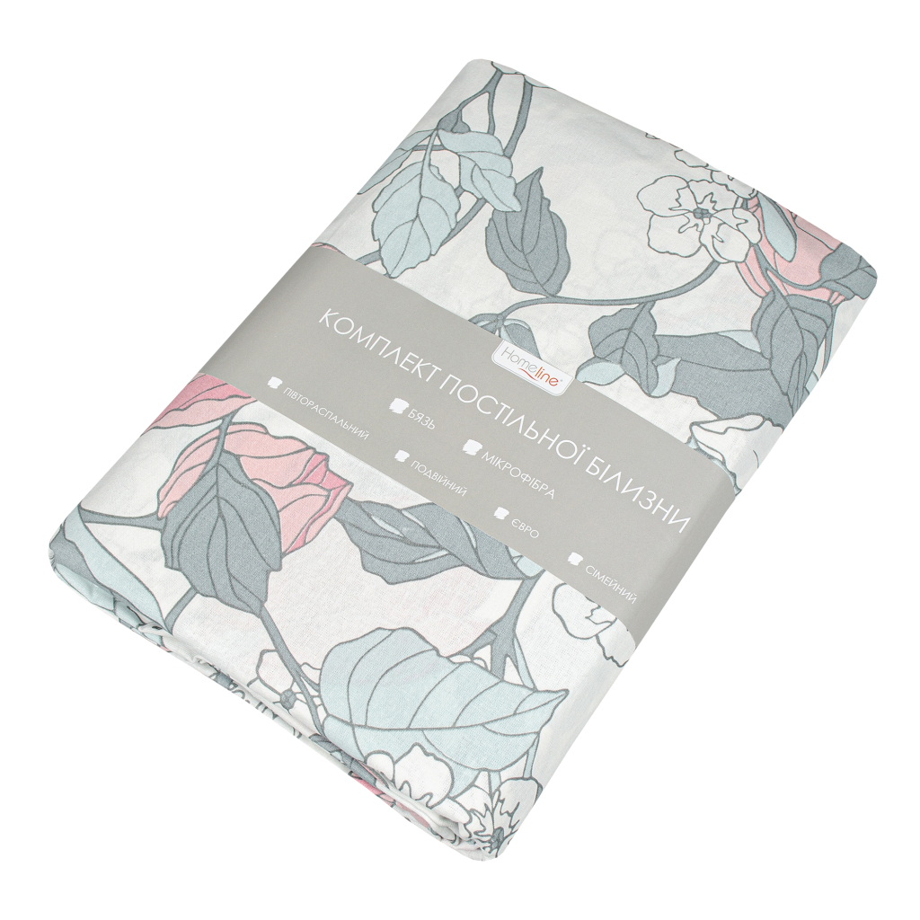 Постільна білизна Home Line Весняний Вечір сіро-бежевий бязь полуторна (168342) - зображення 1