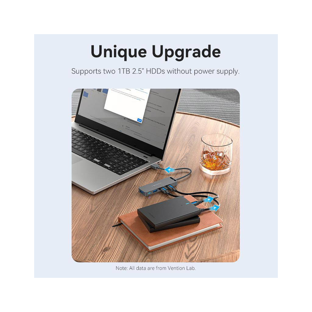 Концентратор Vention USB 3.0 to 4xUSB 3.0 Hub With Power Supply 0.15m black (CHLBB) - изображение 7