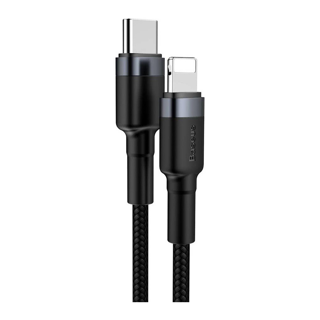 Дата кабель USB-C to Lightning 1.0m 18W 2.1A Cafule Black-Grey Baseus (CATLKLF-G1) - зображення 3