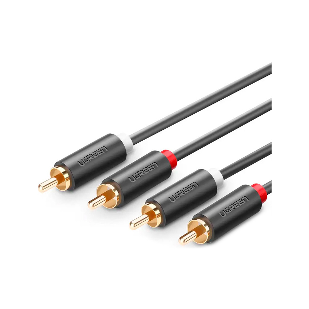 Кабель мультимедійний 2xRCA M to 2xRCA M 2.0m AV104 black Ugreen (10518) - зображення 3