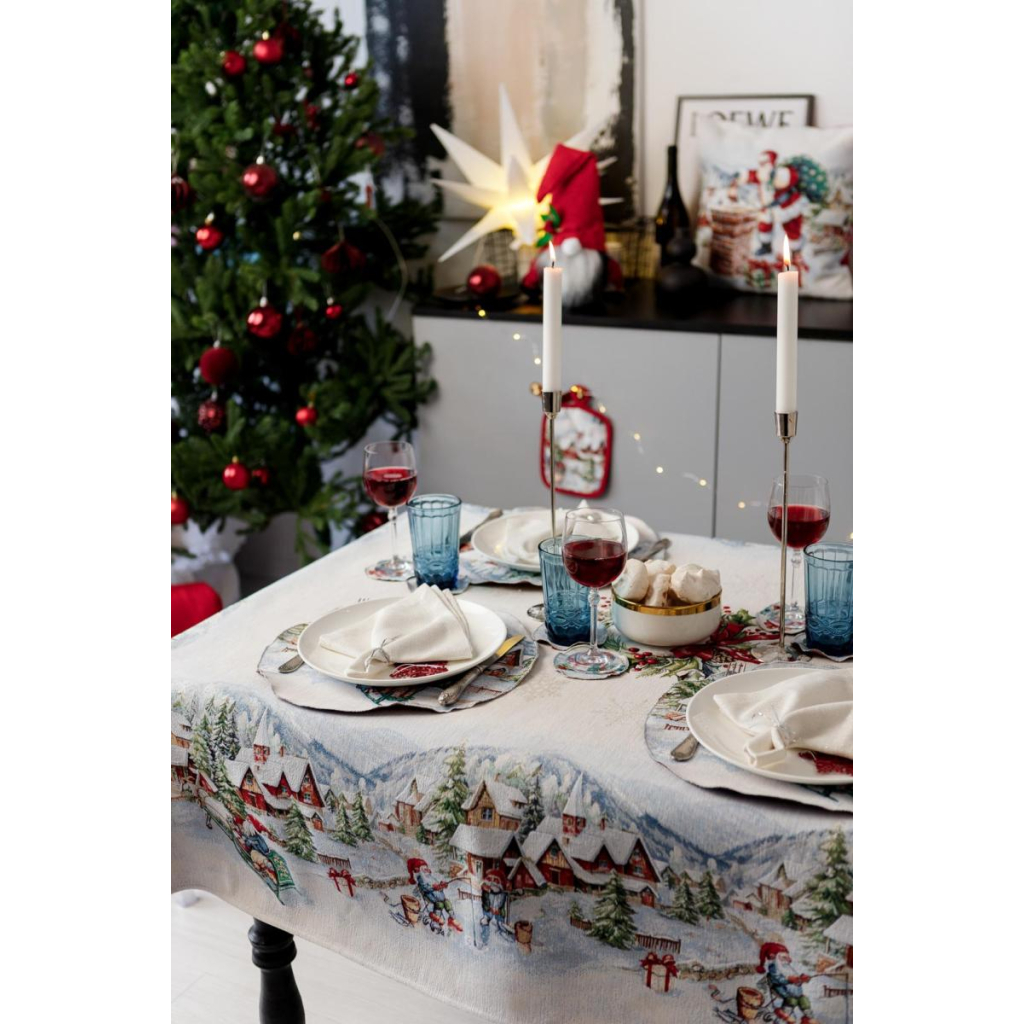 Скатертина Прованс гобеленова з велюром Снігова зима 135х220 см (037472) - зображення 9