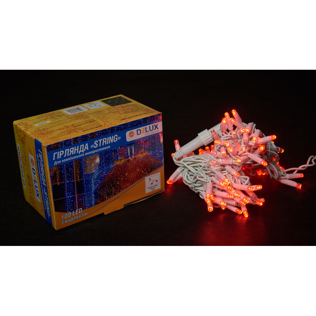 Гірлянда Delux STRING flash 100LED 10 м краснийн/білий IP44 EN (90012972) - зображення 2