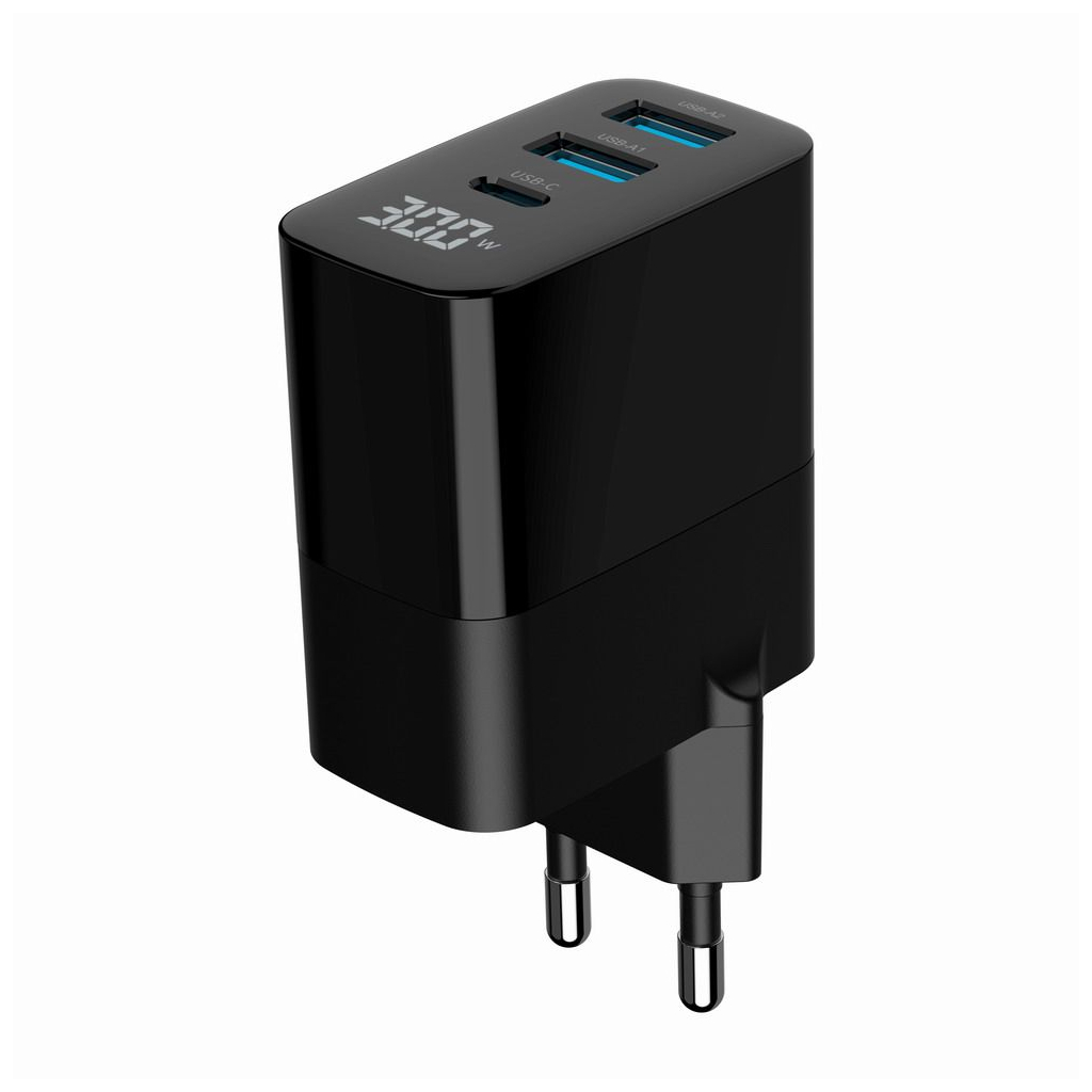 Зарядний пристрій Gembird 2хUSB-A (QC3.0 18W) + 1хType-C (PD20W) LCD black (TA-UC-PDQC30LCD-BK-02) - зображення 6