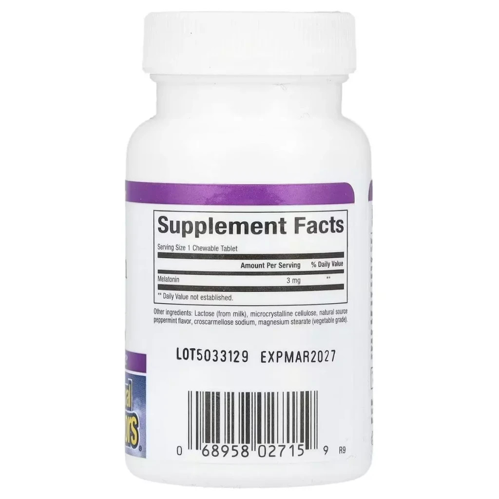 Амінокислота Natural Factors Мелатонін, 3 мг, Stress Relax, Melatonin, 90 жувальних таблеток (NFS-02715) - зображення 2