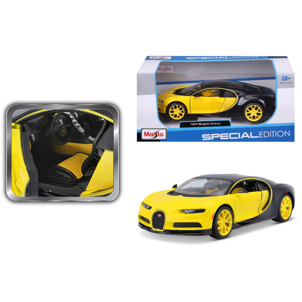 Машина Maisto Bugatti Chiron 1:24 Чорно-жовта (31514 black/yellow) - зображення 4