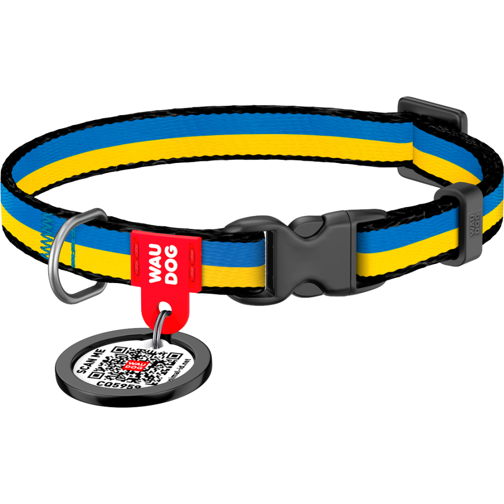 Нашийник для тварин WAUDOG Nylon з QR паспортом "Colors of freedom" пластиковий фастекс XXL (284-4020) - зображення 1