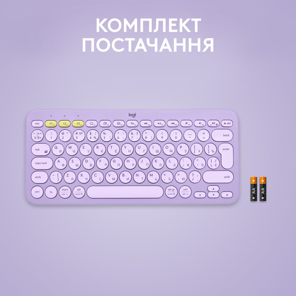 Клавіатура Logitech K380 Multi-Device Bluetooth UA Lavender Lemonade (920-011166) - зображення 9