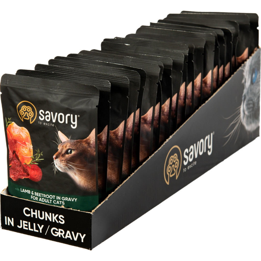 Вологий корм для кішок Savory ягня з буряком у соусі 85 гх22 шт (2700000029367) - зображення 1