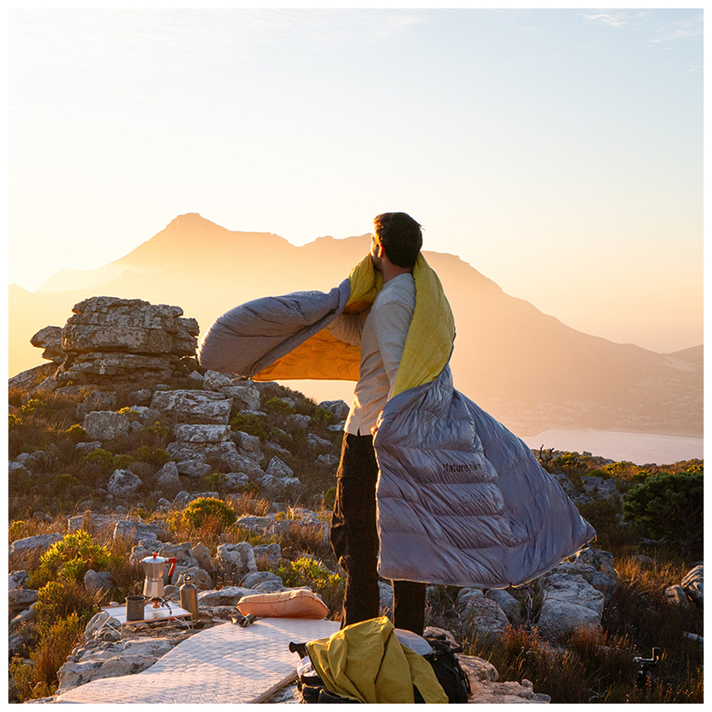 Спальний мішок Naturehike CW400 NH18C400-D, p-р L, жовто-сірий (6976507666848) - зображення 7